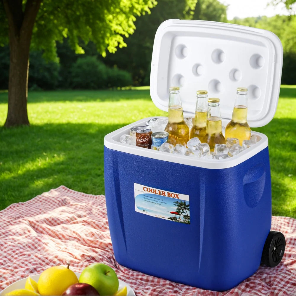 Glacio 38L Portable Ice Cooler Box With Wheels Camping