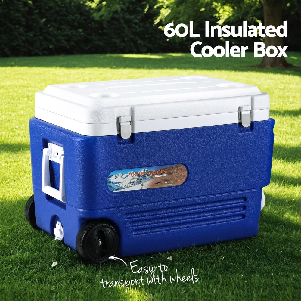Glacio 60L Portable Ice Cooler Box With Wheels Camping