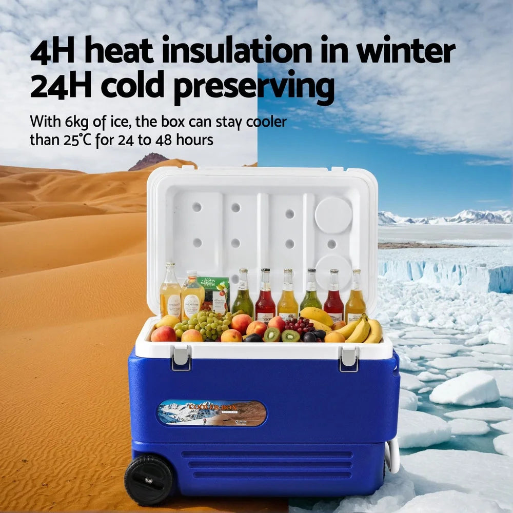 Glacio 60L Portable Ice Cooler Box With Wheels Camping