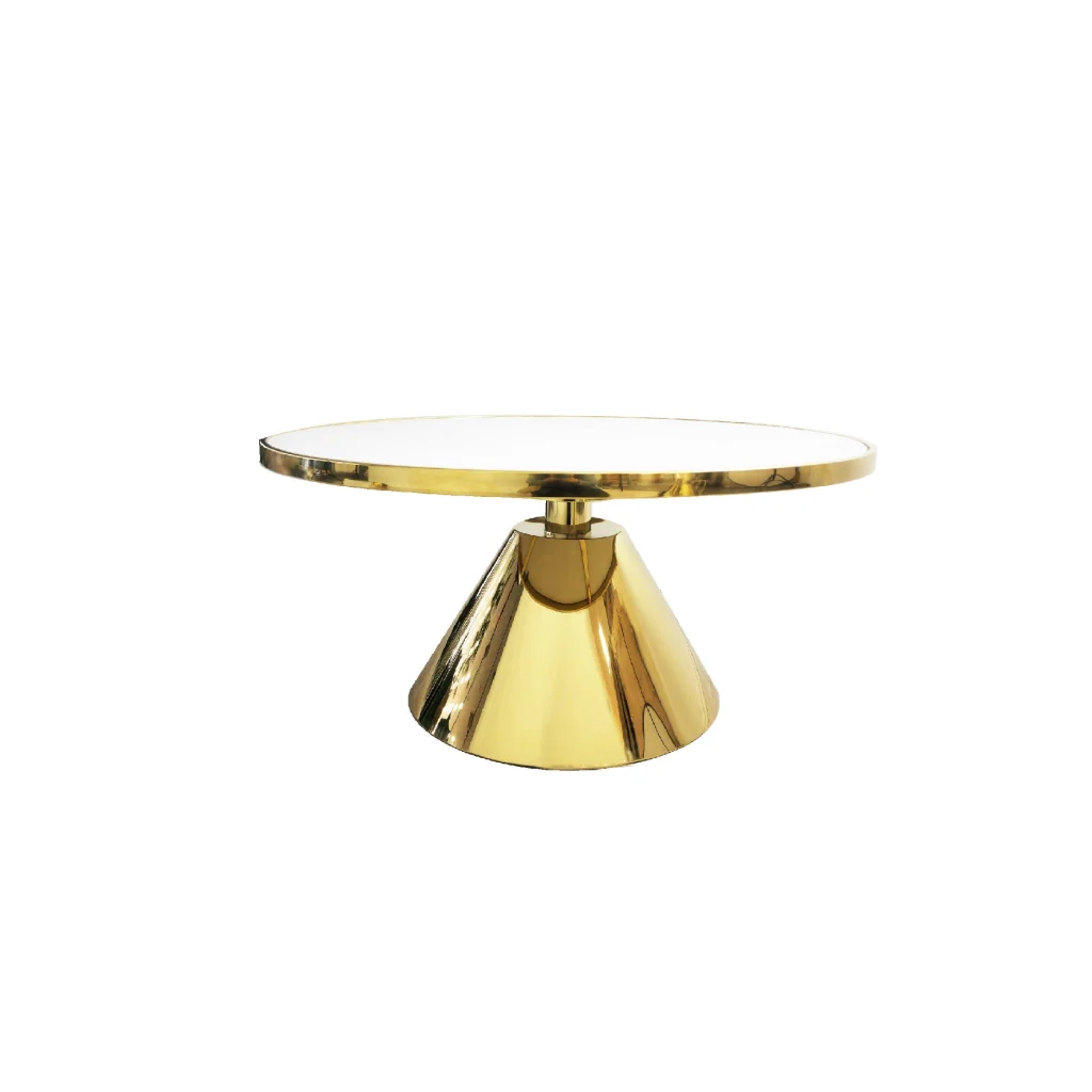 Glam Gold 90cm Coffee Table - White Marble - Furniture >