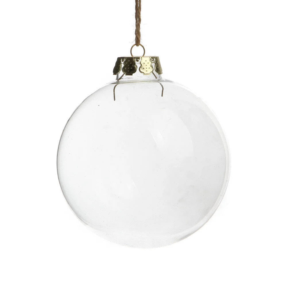 Glass Bauble 50 Pack - 6cm Round Clear with Silver Cap