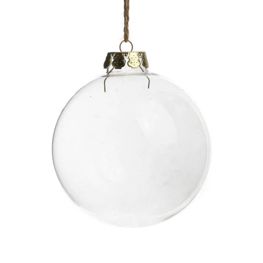 Glass Bauble 50 Pack - 6cm Round Clear with Silver Cap