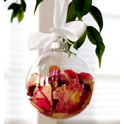 Glass Bauble Set of 4 - 6cm Diameter Round Clear