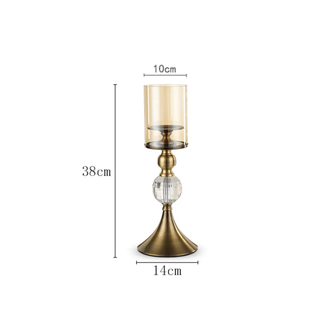 Glass Candle Holder 38cm Stand Glass/Metal - Premium