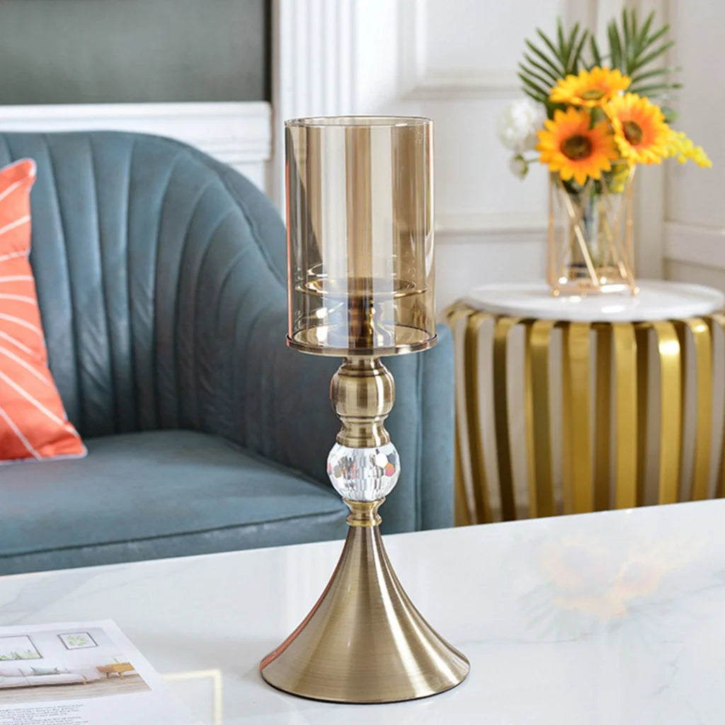 Glass Candle Holder 38cm Stand Glass/Metal - Premium