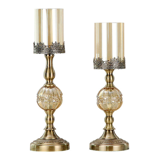 Glass Candle Holder 42cm & 48cm Stand Glass/Metal - Premium