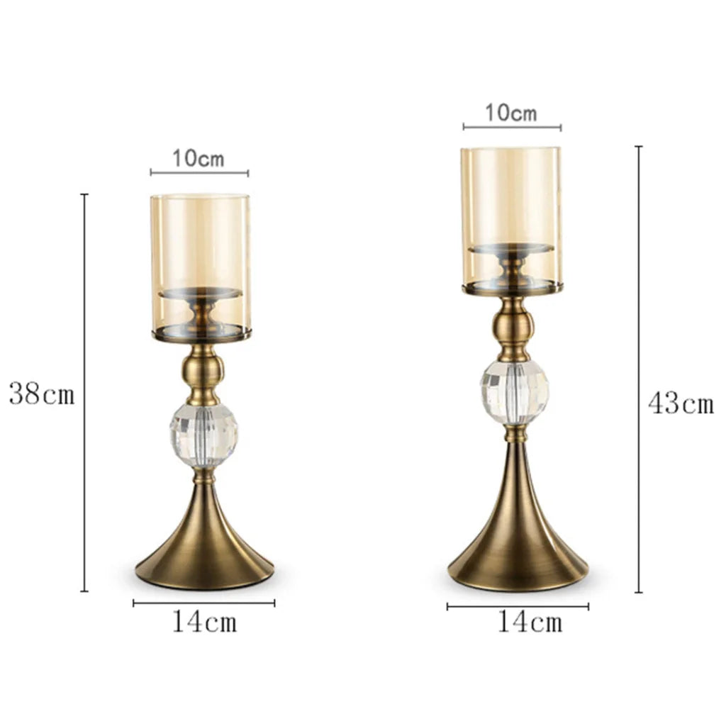 Glass Candle Holder 43cm & 38cm Stand Glass/Metal - Premium