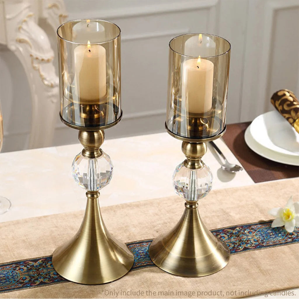 Glass Candle Holder 43cm Stand Glass/Metal - Premium