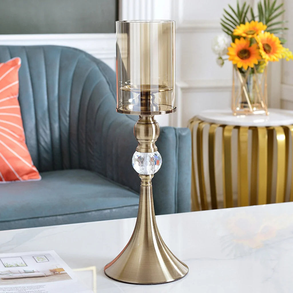 Glass Candle Holder 43cm Stand Glass/Metal - Premium