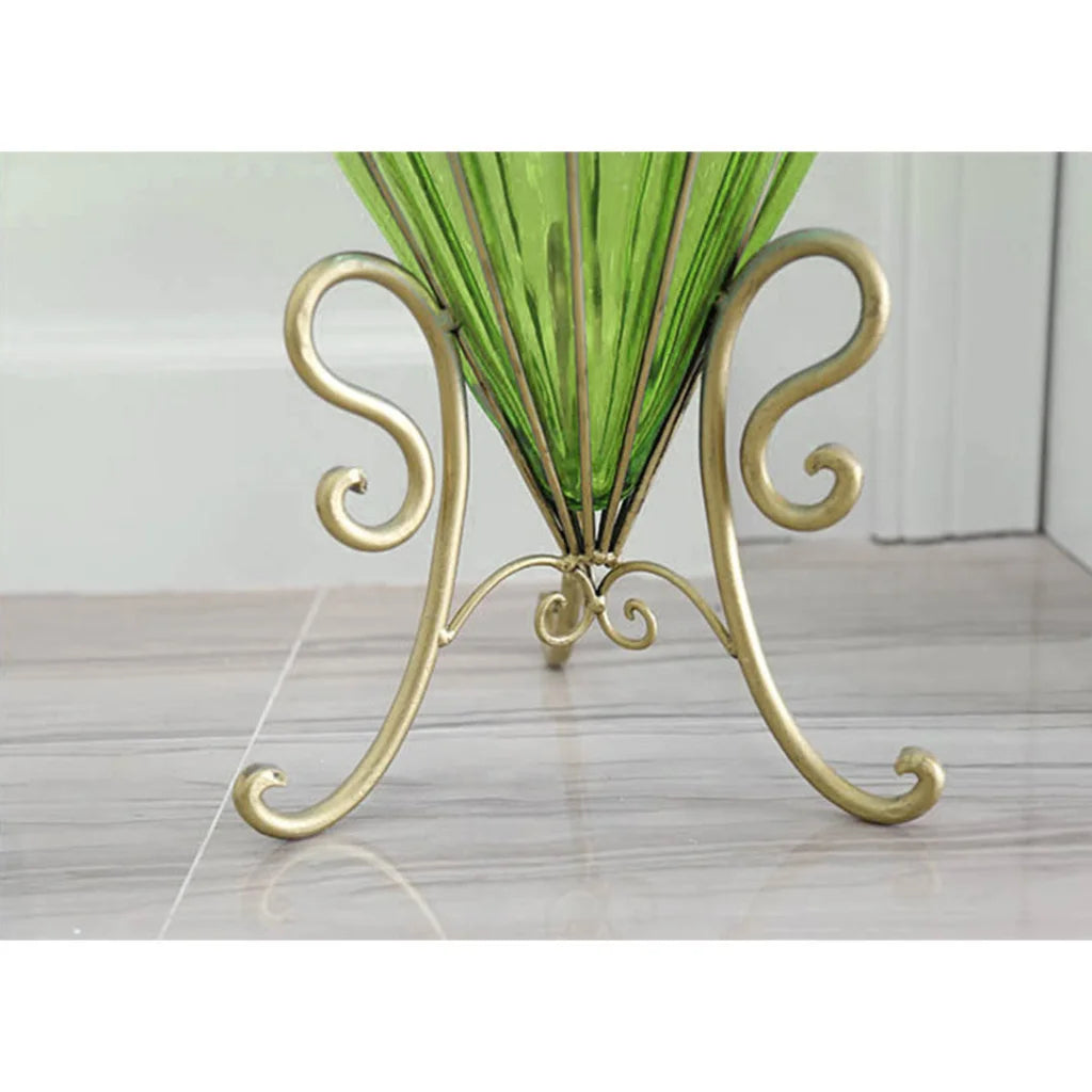 Glass Floor Vase Premium 67cm Green Tall with 10pcs White Artificial Fake Flower Set