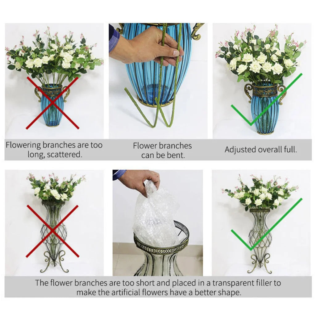 Glass Floor Vase Premium 67cm Green Tall with 10pcs White Artificial Fake Flower Set