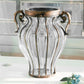 Glass Flower Vase Premium Clear with 6 Bunch 4 Heads Artificial Fake Silk Magnolia Denudata Home Decor Set