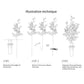 Glass Flower Vase Premium Clear with 6 Bunch 4 Heads Artificial Fake Silk Magnolia Denudata Home Decor Set