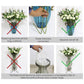 Glass Flower Vase Premium Clear with 6 Bunch 4 Heads Artificial Fake Silk Magnolia Denudata Home Decor Set