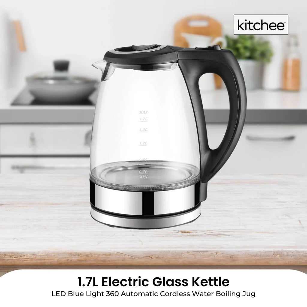 Glass Kettle 1 7L LED Blue Light 360 Automatic