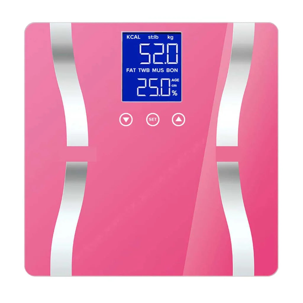 Glass LCD Digital Body Fat Scale 2X Bathroom Electronic Gym Water Weighing Scales - White - Premium