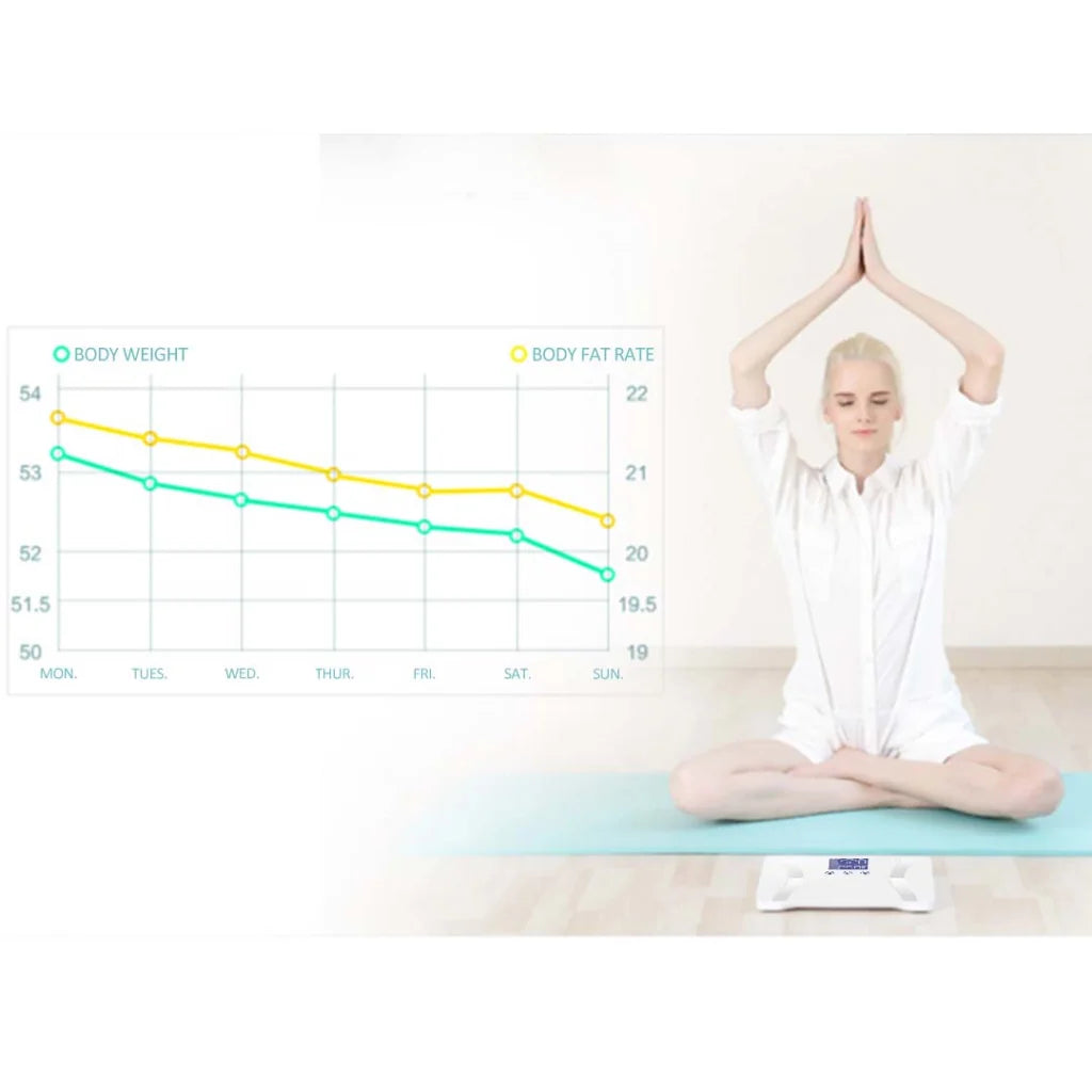 Glass LCD Digital Body Fat Scale Bathroom Electronic Gym Water Weighing - Blue - Premium