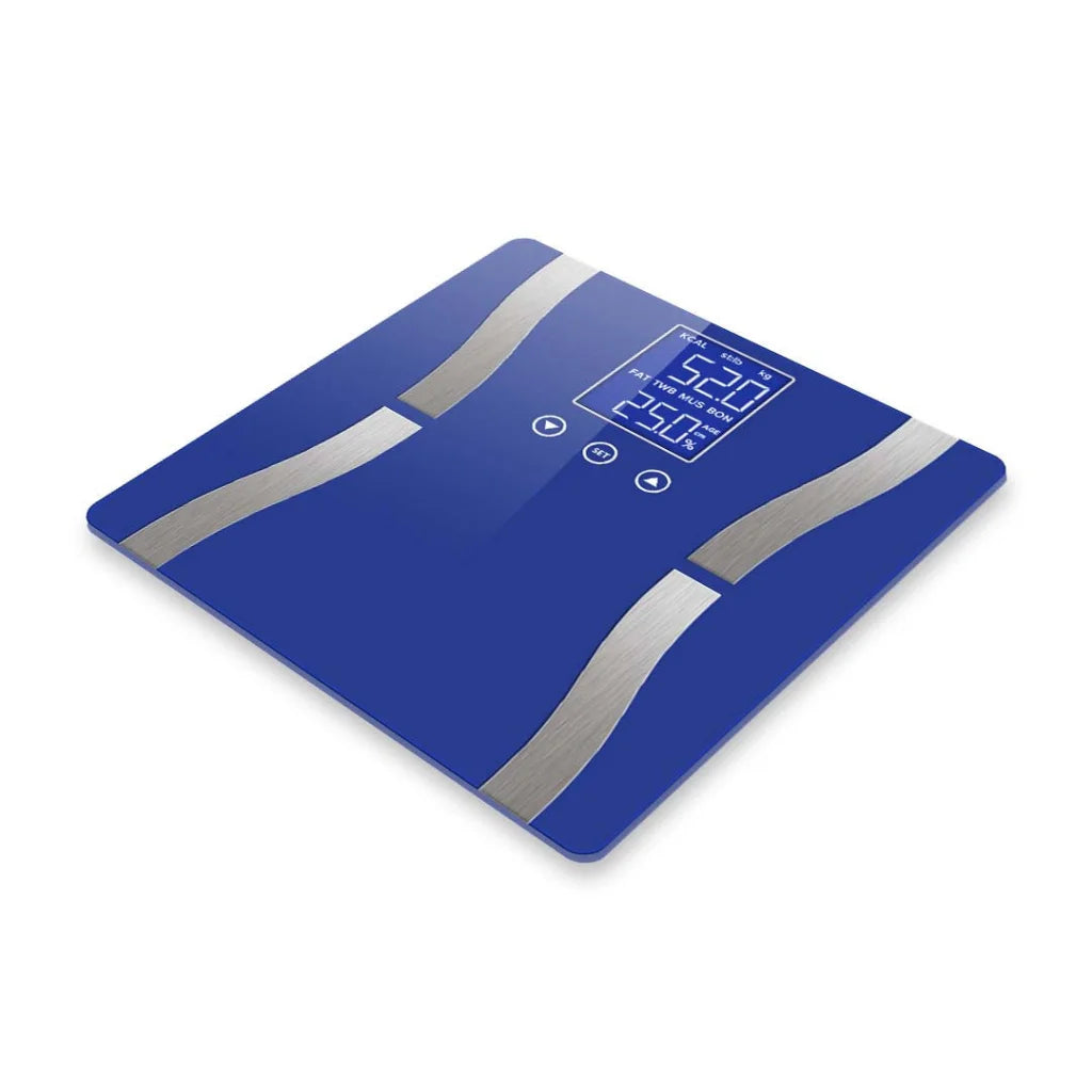 Glass LCD Digital Body Fat Scale Bathroom Electronic Gym Water Weighing - Blue - Premium