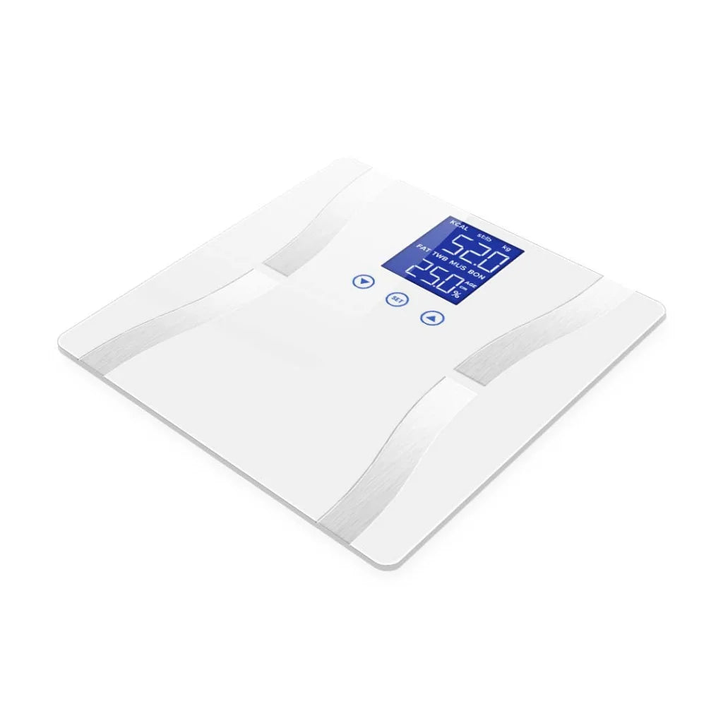 Glass LCD Digital Body Fat Scale Bathroom Electronic Gym Water Weighing - White - Premium