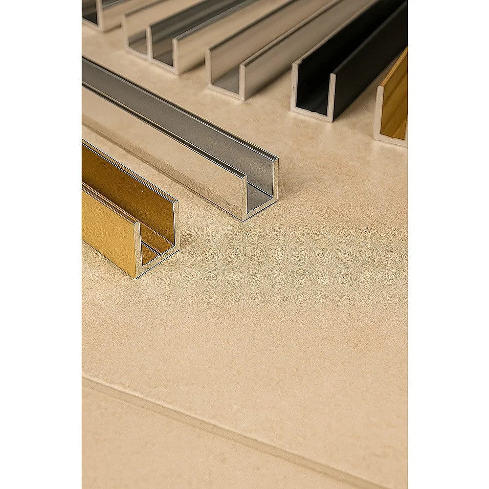 Glass Shower Screen 120cm Floor Channel in Gold - Furniture