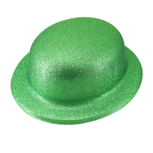 GLITTER BOWLER HAT Fancy Party Plastic Costume Cap Fun