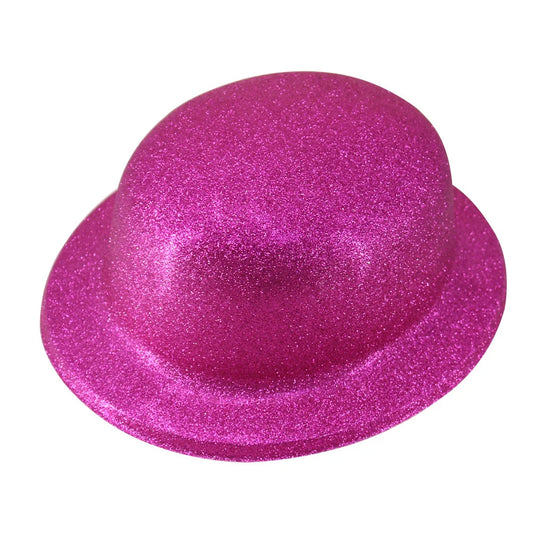 GLITTER BOWLER HAT Fancy Party Plastic Costume Cap Fun