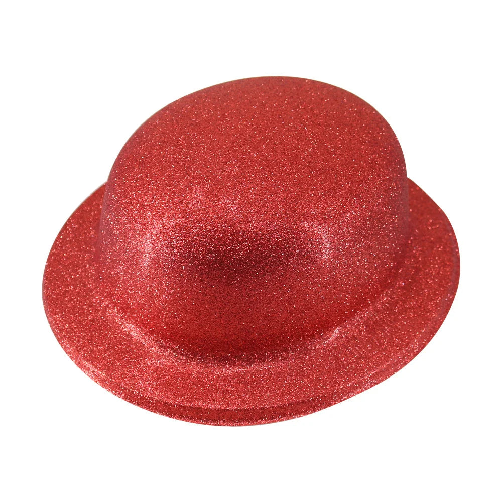 GLITTER BOWLER HAT Fancy Party Plastic Costume Cap Fun