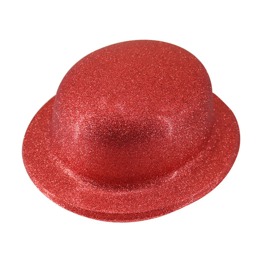 GLITTER BOWLER HAT Fancy Party Plastic Costume Cap Fun