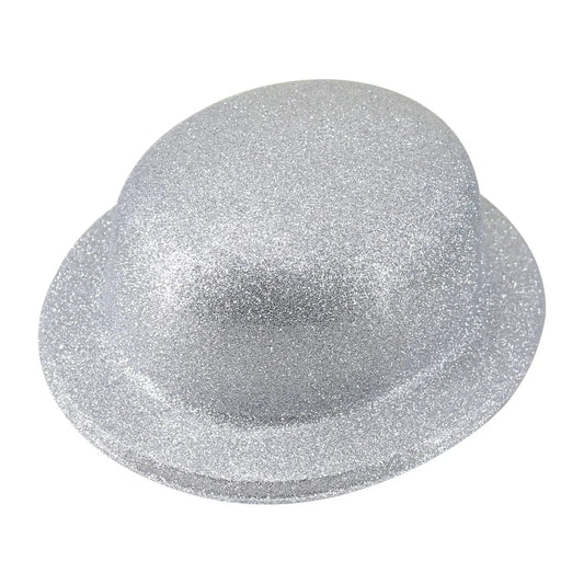 GLITTER BOWLER HAT Fancy Party Plastic Costume Cap Fun