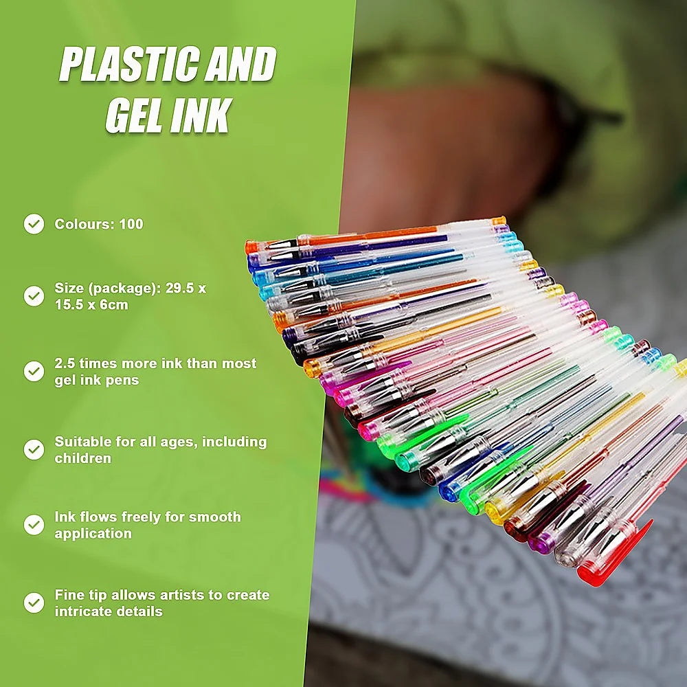 Glitter Gel Pens 100 Pack with 2.5X More Ink - Craft Kids &