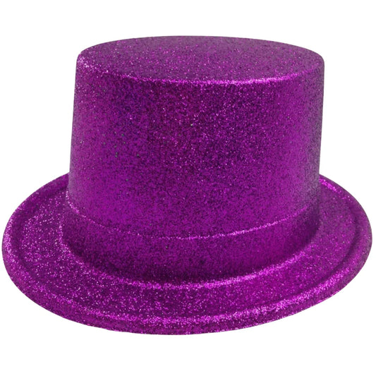 GLITTER TOP HAT Fancy Party Plastic Costume Tall Cap Fun