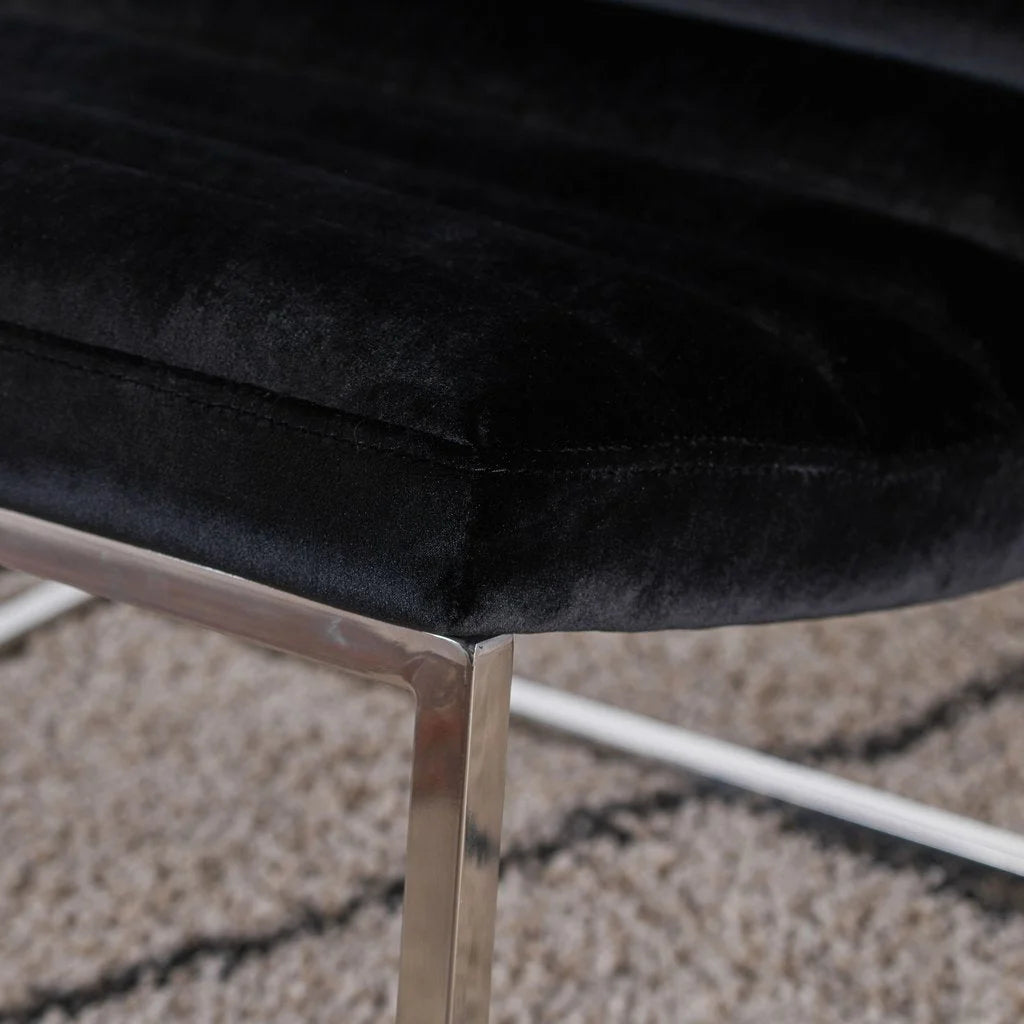 Glorie Black Velvet Sofa Accent Chair ArmChair - Furniture