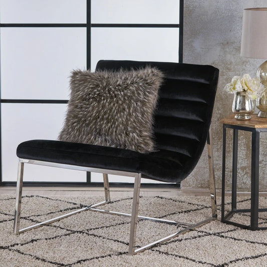 Glorie Black Velvet Sofa Accent Chair ArmChair - Furniture