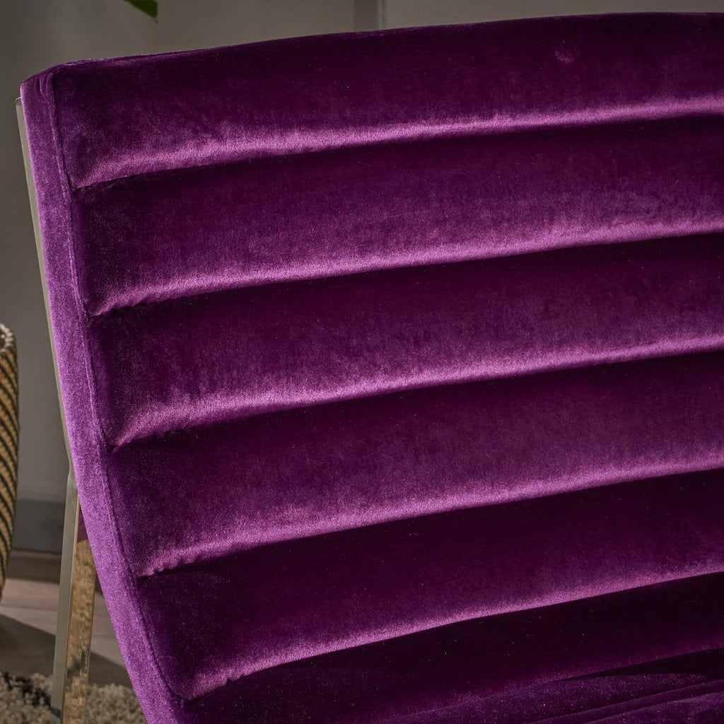 Glorie Plum Velvet Sofa Accent Chair ArmChair - Furniture >