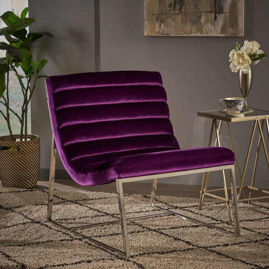 Glorie Plum Velvet Sofa Accent Chair ArmChair - Furniture >