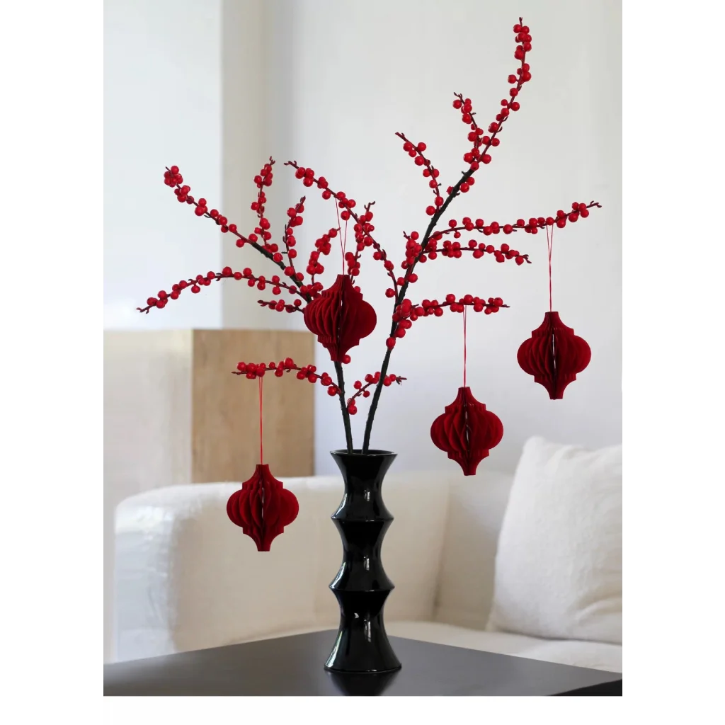 Glossy Black Ceramic Vase - Unique Bamboo-Look Design