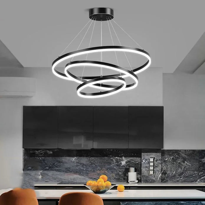 Gold 4 Rings Minimalist LED Pendant Light Adjustable