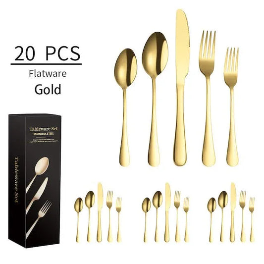 Gold 410 Stainless Steel Cutlery Set - Western Steak Knife