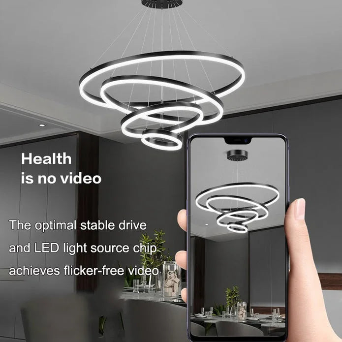 Gold 5 Rings Minimalist LED Pendant Light Adjustable