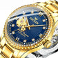 Gold Automatic Mechanical Watch with Diamond Accents