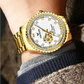 Gold Automatic Mechanical Watch with Diamond Accents