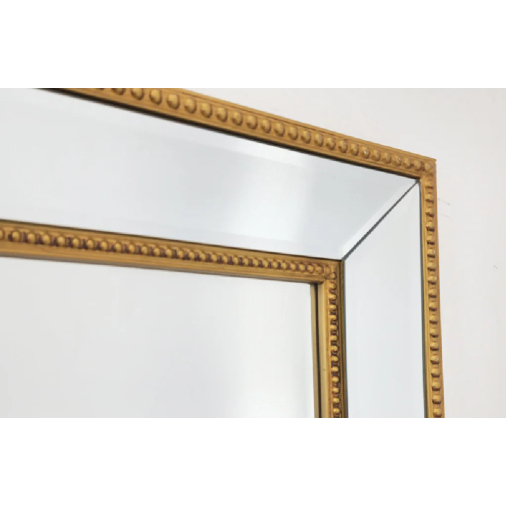 Gold Beaded Framed Mirror - X Large 190cm x 100cm - Home &