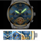 Gold Black Multi-function Men Quartz Watch with Gold Nails