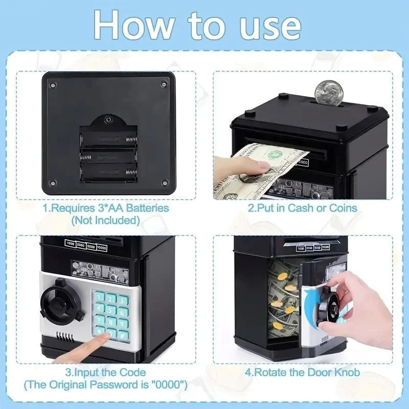 Gold Children’s Mini Safe Piggy Bank with Fingerprint