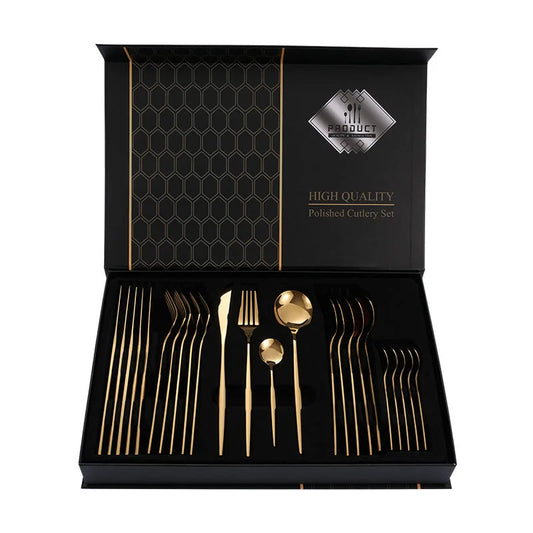 Gold Color Premium 24-Piece Stainless Steel Cutlery Set