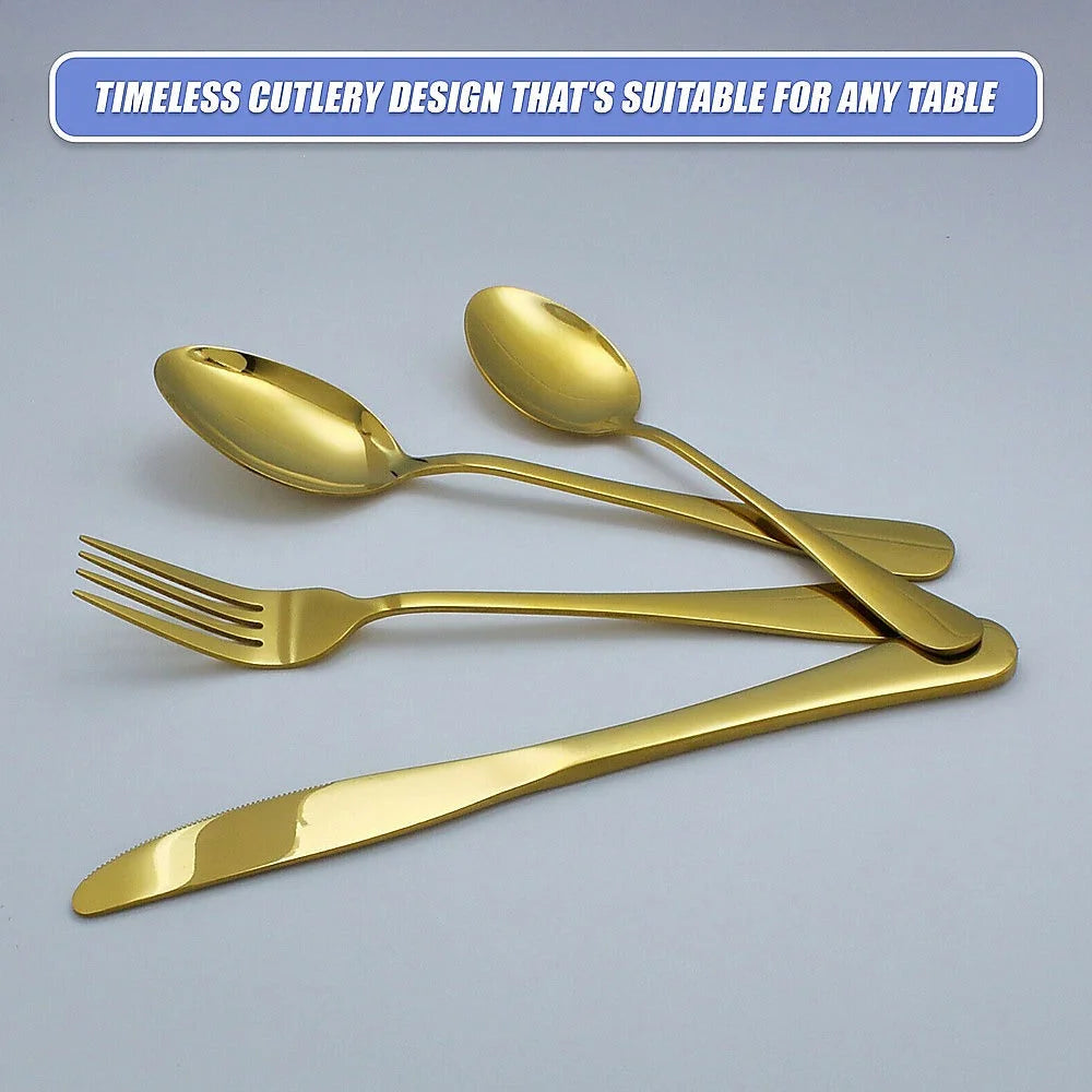 Gold Cutlery Flatware Set 24-Piece Stainless Steel
