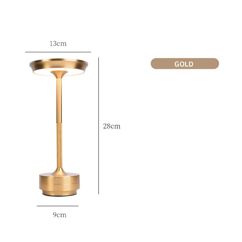 Gold Elegant Aluminum Alloy Rechargeable LED Touch Lamp