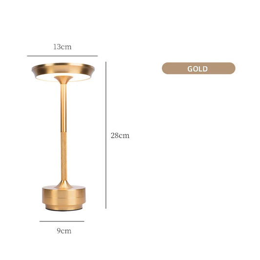 Gold Elegant Aluminum Alloy Rechargeable LED Touch Lamp