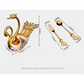 Gold Elegant Double Swan Cutlery Holder Set with 6pcs Fork