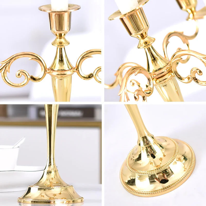 Gold Elegant Metal Candelabra 5 Arm Candle Holder